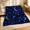 Crescent Moon Constellation Coral Fleece Blanket Night Sky Decor