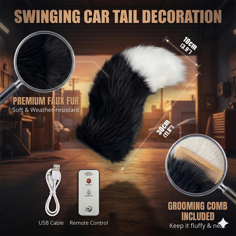 Electric FOX Tail Motorcycles Decorations Anime Decor 3D Plush Electric Touch Sensor Scooter Accessories Wagging Tail for Car