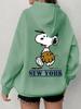 Simple Design Snoopy Printed Zipper Sweater Casual Loose Sweater Cardigan Jacket