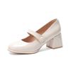 Fashion Women's Spring Gentle Mary Jane Single Shoes 2024 Summer New White Thick Heel Shallow Mouth Fashion Banquet Wedding Pumps Women