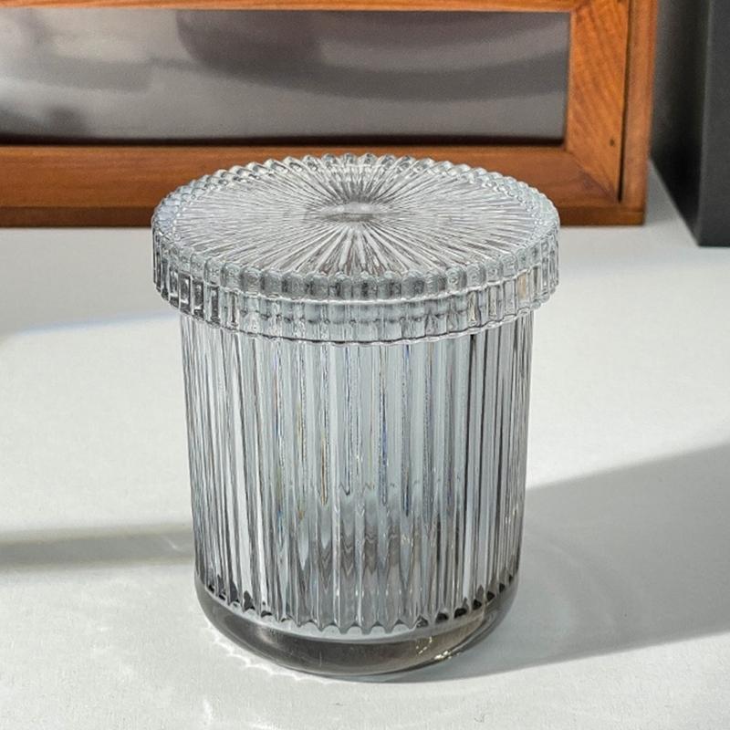 Pack Of 2 Glass Cotton Swab Holders With Sealed Lids For Bathroom Countertop Organization And Dustproof Storage
