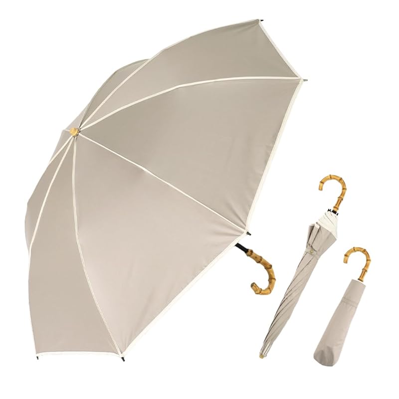 

[VITAFELICE] Vita Felice 2WAY 2-tier folding umbrella (for both sun and rain) ladies pru-30177z (Full Piping Greige)