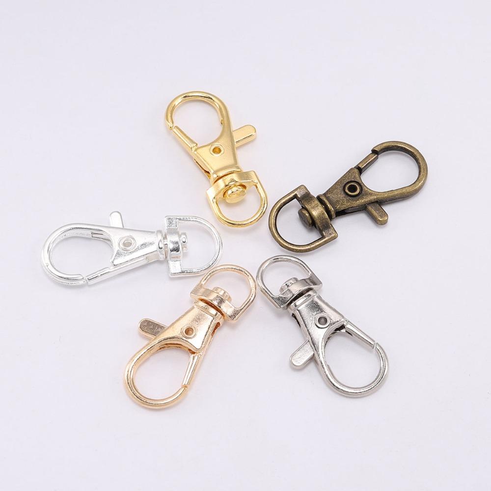 10Pcs/Lot Swivel Lobster Clasp Hooks Keychain Split Key Ring Connector for Bag Belt Dog Chains DIY Jewelry Making Findings