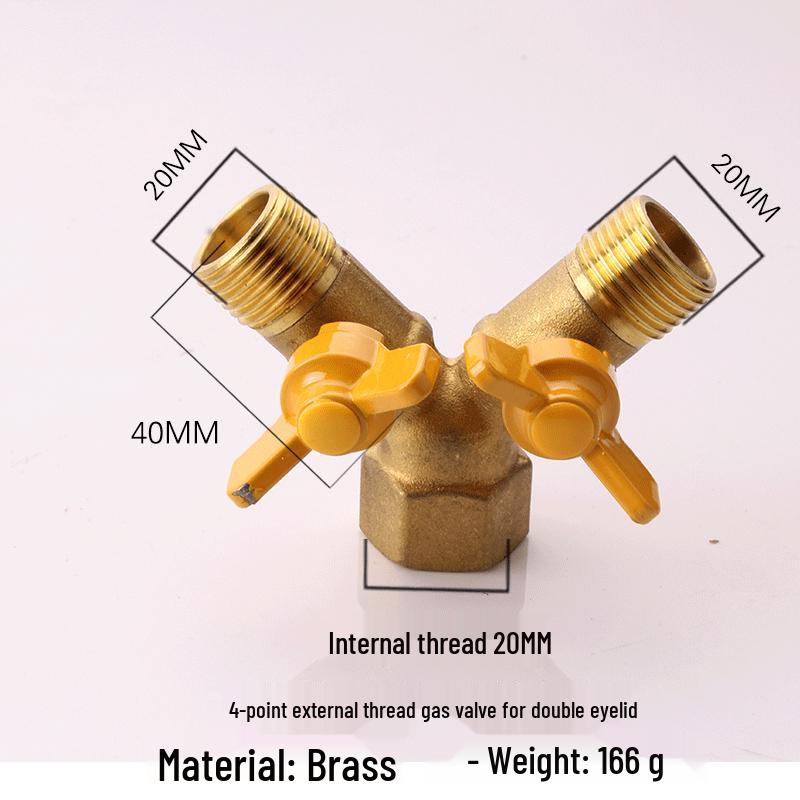 Thickened Double Male Thread Gas Valve for Natural Gas, 4-Point