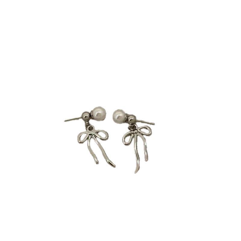 Pearl Bow Tassel Earrings: Sweet Korean Style for Square Faces