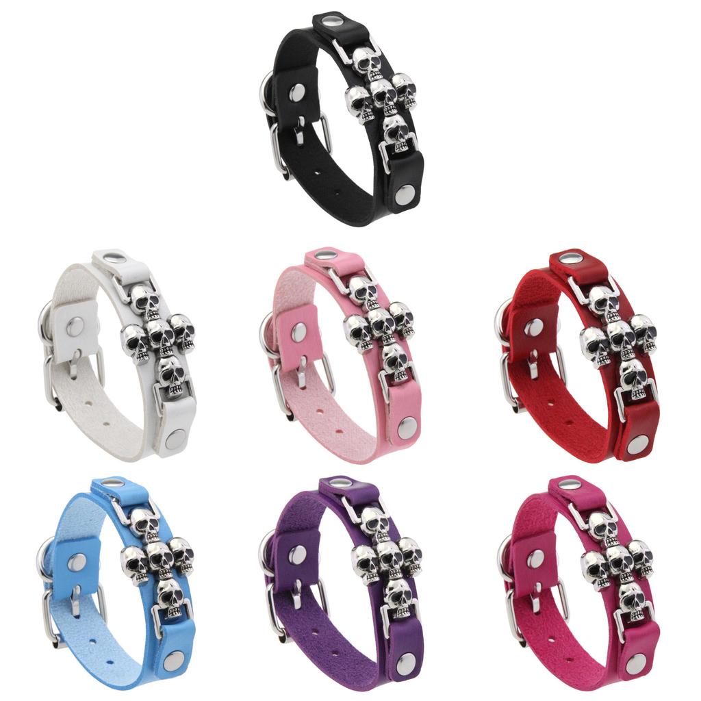 Gotisches Totenkopf-Armband für Damen Herren PU-Lederarmband Punk Rock Accessoire Stapelbarer Schmuck für rebellische Looks