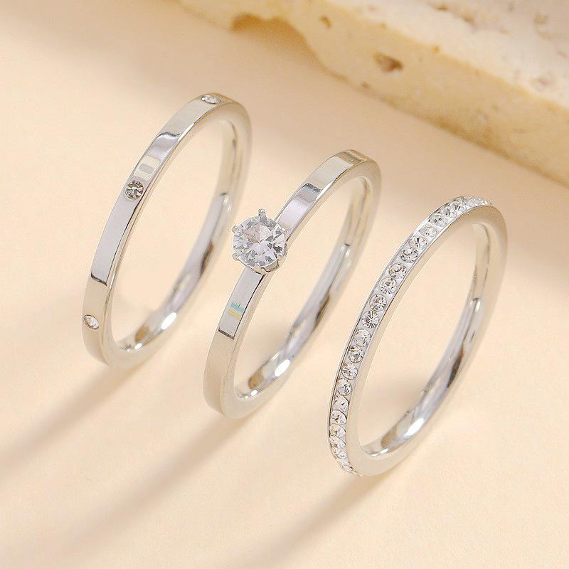 Niche Diamond-Set Titanium Steel Couple Ring - High-End Luxury Jewelry