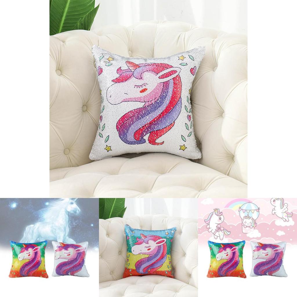 Colorful Cartoon Sequin Pillowcase For Diy Sofa Cushion And Car Seat Decor 40x40cm