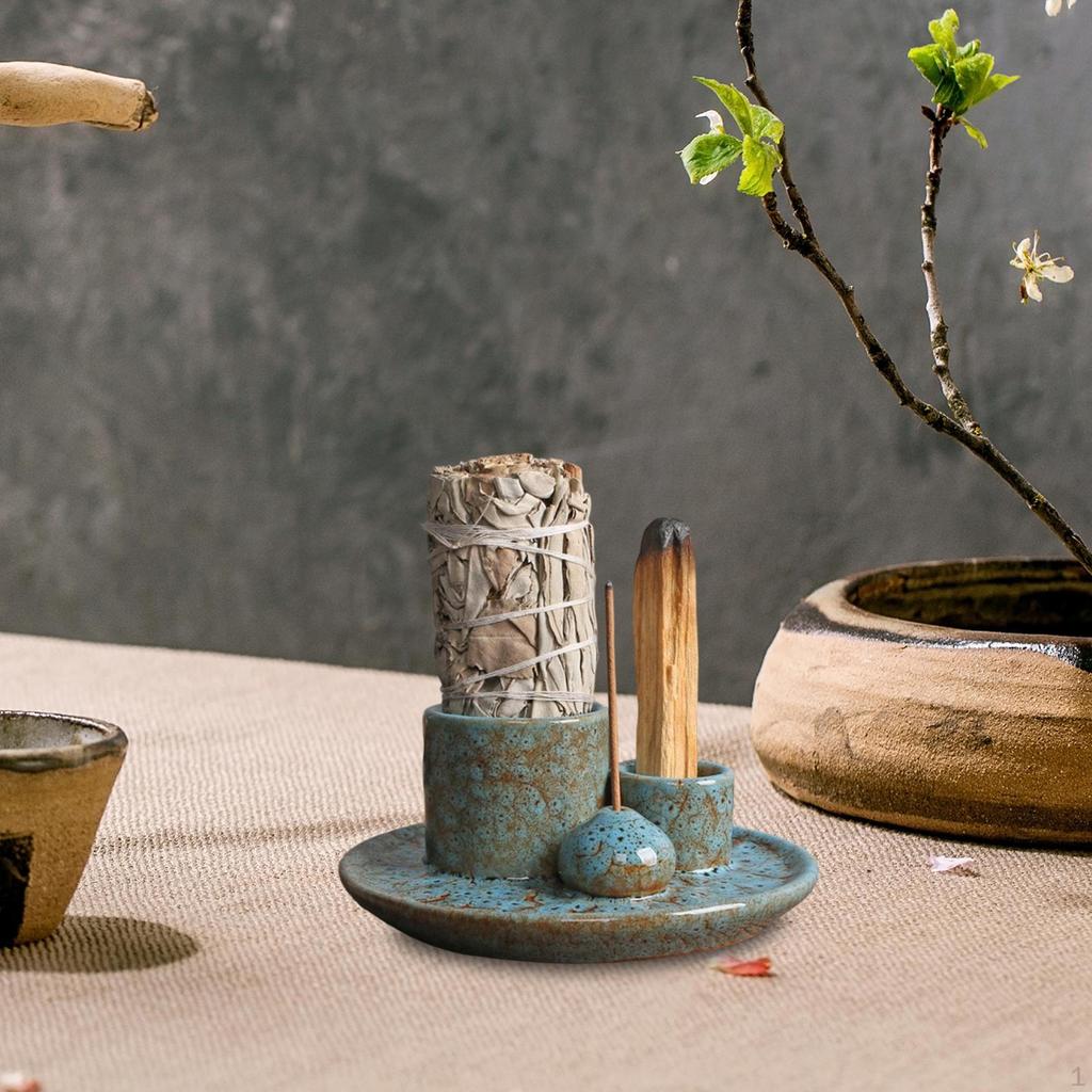 Incense Burner Candles Holder Accents Home Furnace Desk Gift Sage for 3mm Sticks