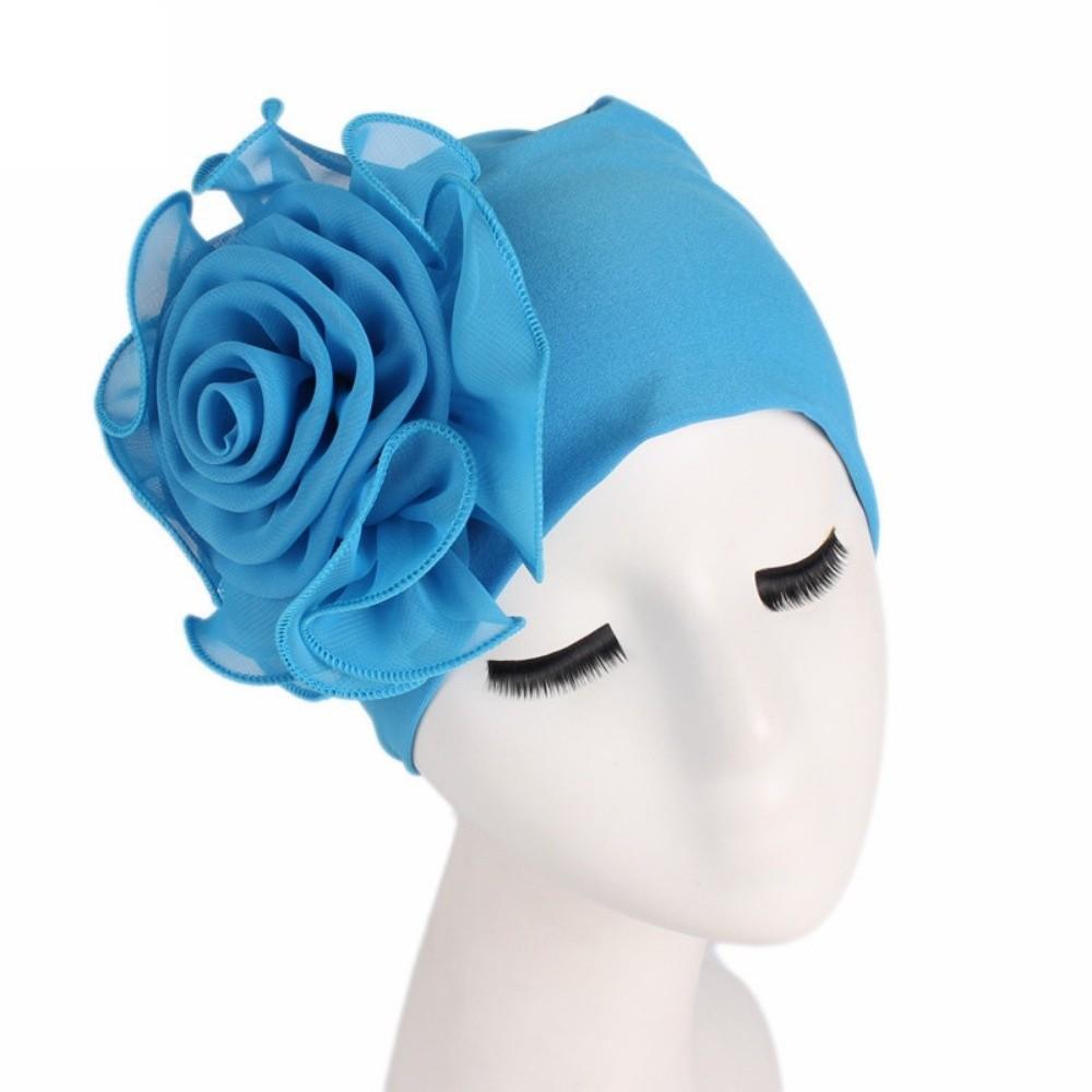 One Size Side Flower Ramadan Hijab Big Flower Islamic Headscarf Women's Turban Cap  Ladies Headwear
