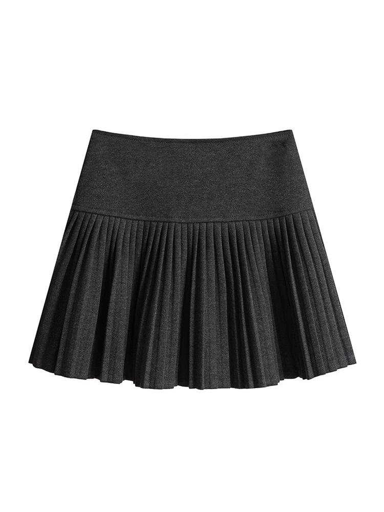 Harajuku Streetwear Pleated A-Line Wool Skirt - Versatile High Waist School Style