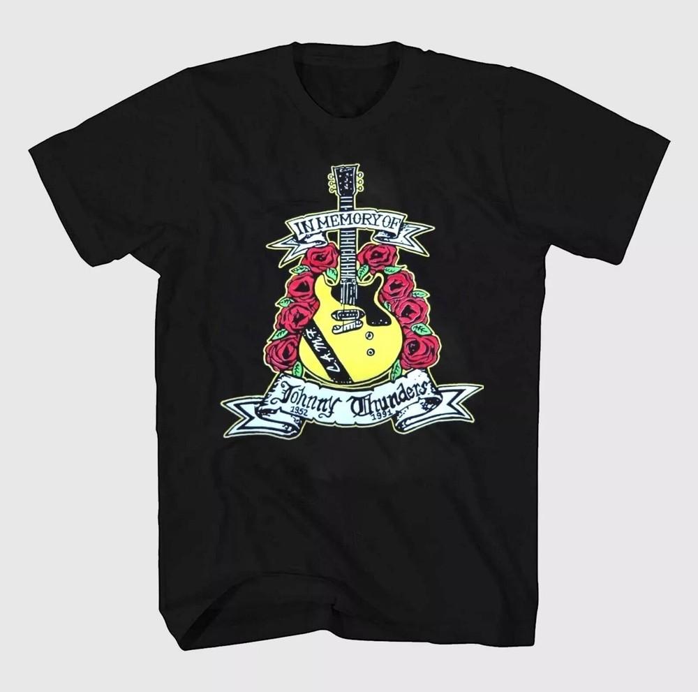 New Johnny Thunders Guitar Flower Cotton Black Size S-234XL Tee Shirt AL294 Unisex T-Shirt XXL