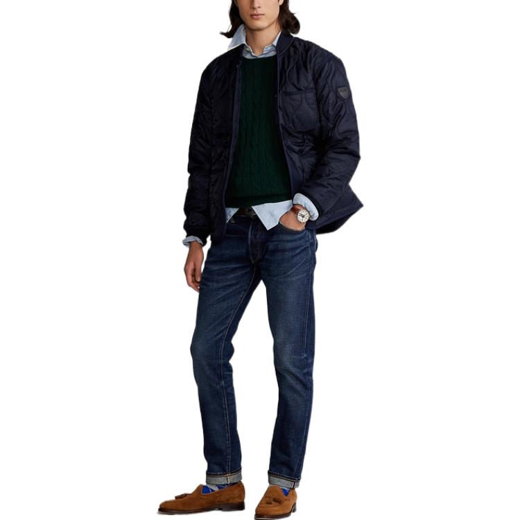 Polo Ralph Lauren FW22 Solid Quilted Lined Single-Breasted Jacket Men jackets Navy-Blue MNPOOTW16020700-410