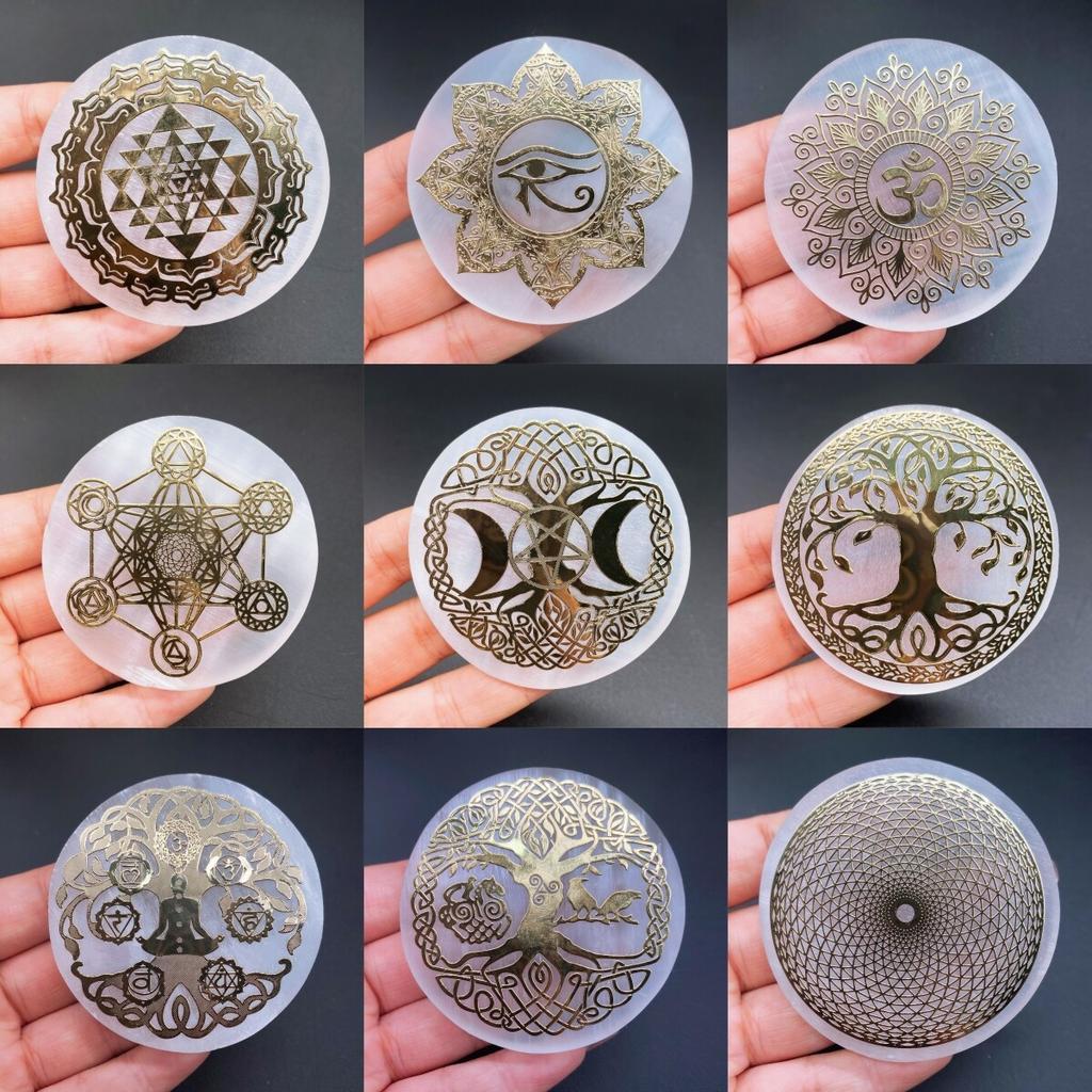 6cm Natural Crystal Selenite Slice Slab White Gypsum, Natural Selenite Stone Crystal Disc, Selenite Charging Plate decoration
