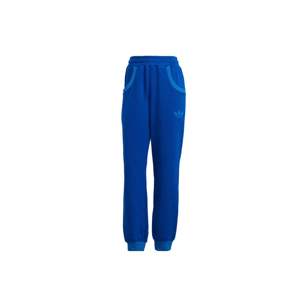 Adidas Originals FW22 Logo Print Elastic Waist Mid-Rise Cuffed Knit Joggers Women Joggers Blue IB2055