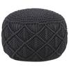 Day and Night - Day and Night Handmade Macrame Pouf Anthracite Grey Cotton 45x30 Cm