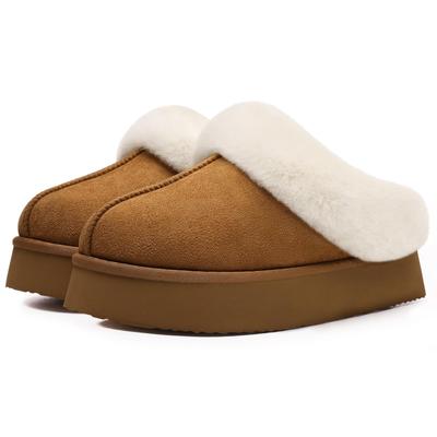 Fashion Litfun Fashion Fur Slippers Women Thick Sole Winter Fluffy Fuzzy Slippers Anti-Slip House Slides Women Platform Plush Slippers