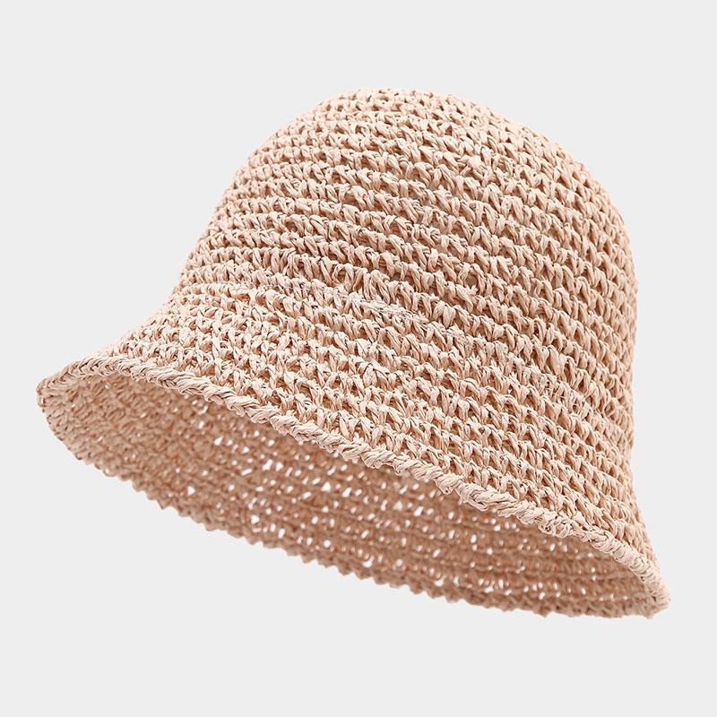 New Korean Version Women Straw Hat Summer Breathable Sun Shade Straw Hat Seaside Vacation Foldable Sun Protection Fisherman Caps