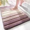 Striped Water Absorbent Door Mat for Bathroom Entrance, Non-slip Quick Dry Floor Rug for Toilet & Bedroom Doorway