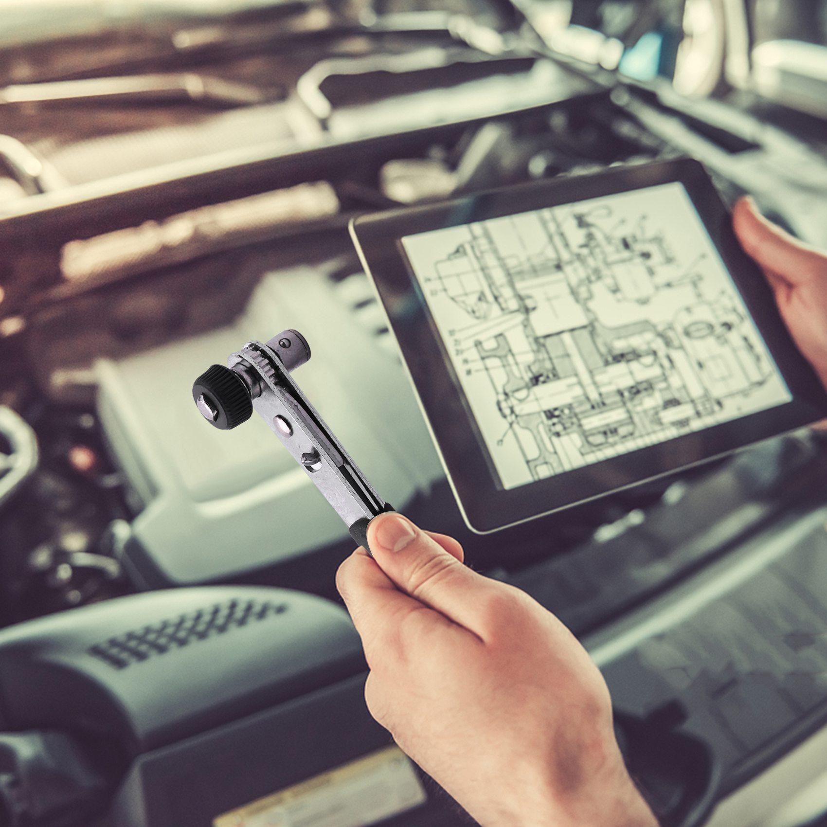 

Mini Rapid Ratchet Wrench 1/4 Inch Screwdriver Rod Quick Socket Wrench Tools Red black red silver