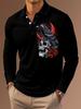 Patriotic Long Sleeve Polo Shirt, American Flag Graphic, Casual Style