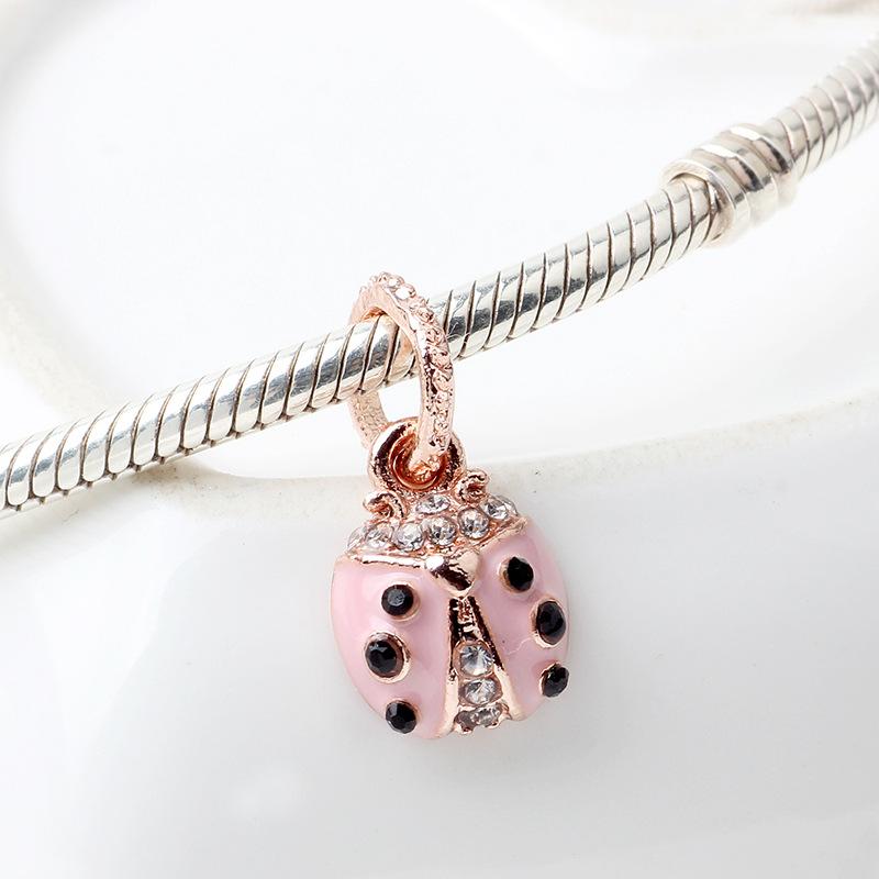 New Original Alloy Bead Red Lucky Ladybug Clover Daisy Flower Charm Fit Bracelet Bangle Diy Women Jewelry Dropship