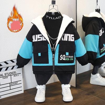 Boys' Jacket Winter Style Plus Velvet Thickened Jacket Casual Cotton Coat Winter