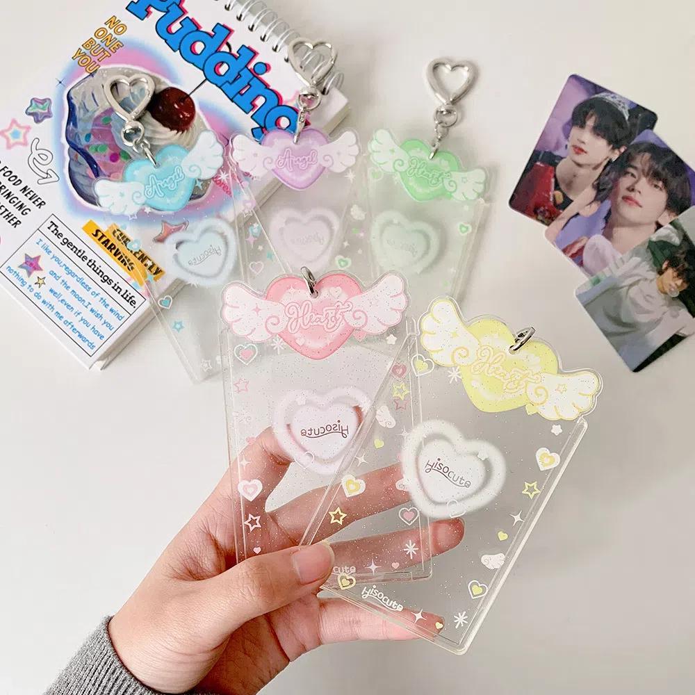 Love Heart Pendant Photo Photocard Frame Acrylic Card Cover Card Protective Case  Girls Gift
