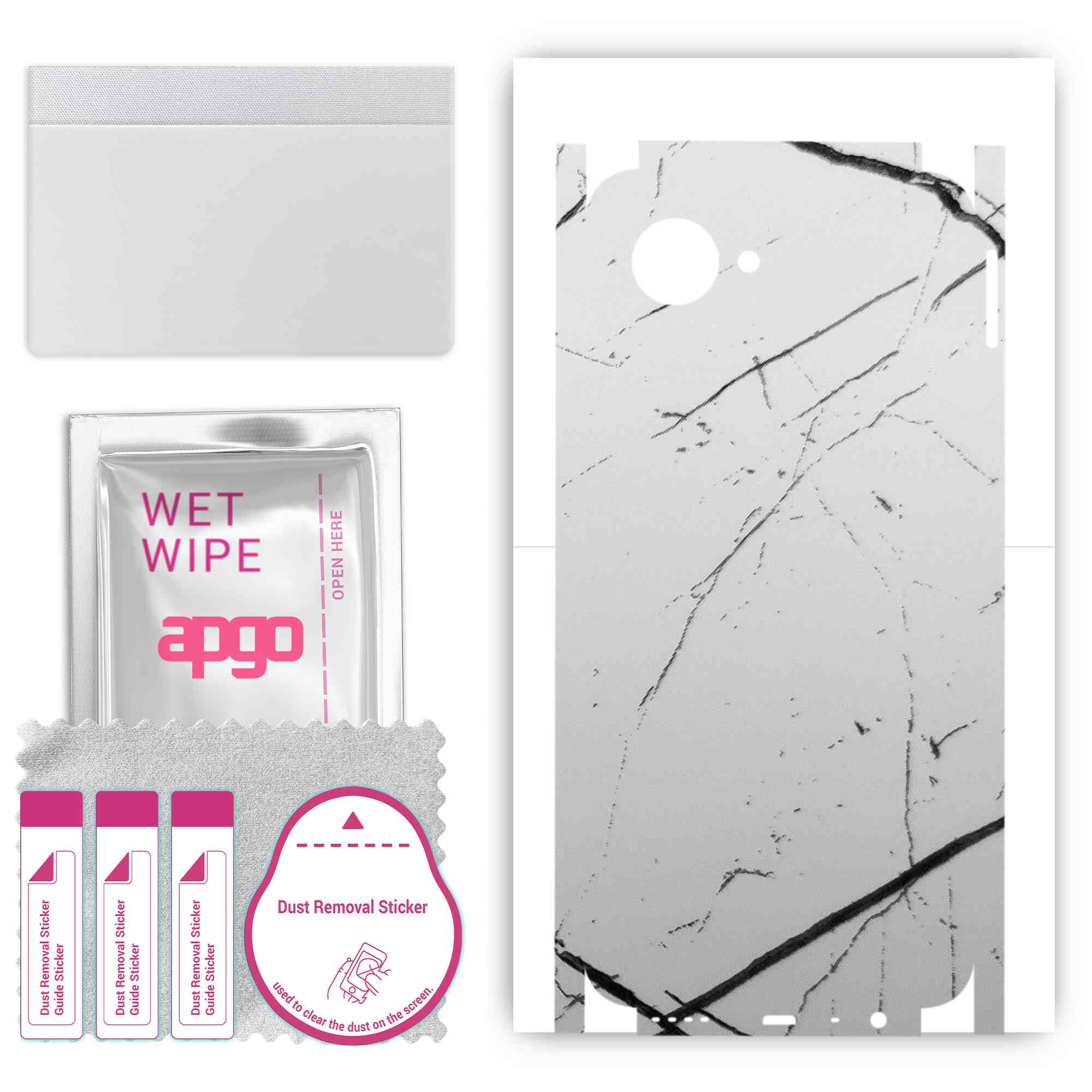 

apgo Protective Skin Sticker for the back+sides compatible with Realme C30, Full Wrap Film, Foil, Vinyl - Pattern White Marble