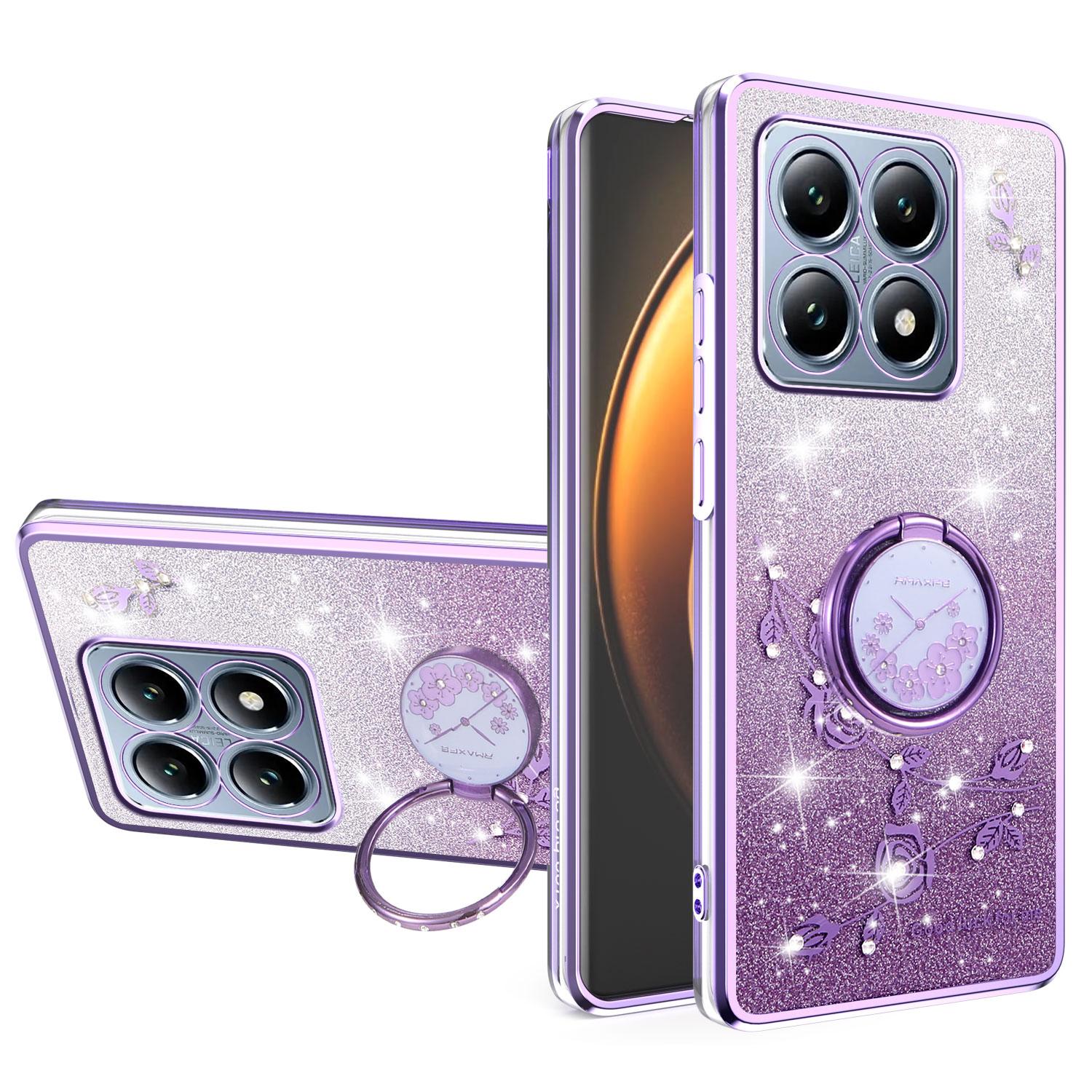 

KADEM Для Xiaomi 15T Чохол Кільце Підставка TPU Квіти Чохол для телефону Градієнт Блискітки