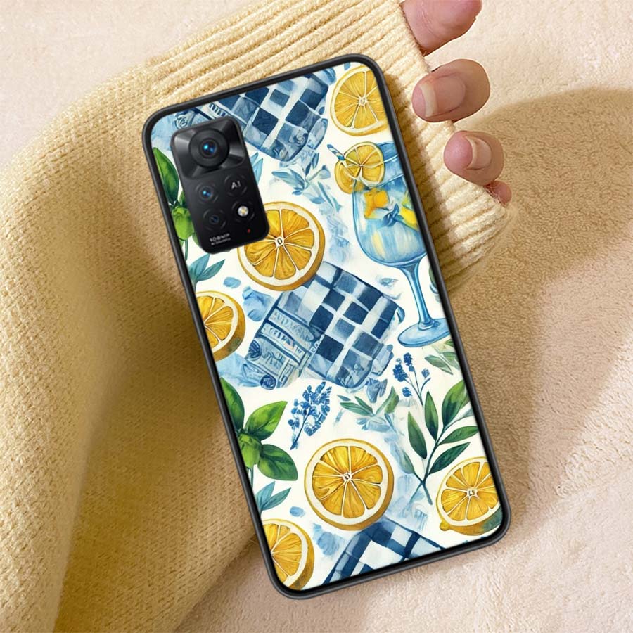Mediterranean Lemon Phone Case For Redmi Note 13 14 15 Pro Plus 12 13C 12C 15C 9 10 10C 9T 9C 9A TPU Soft Cover Clear Cell Cases