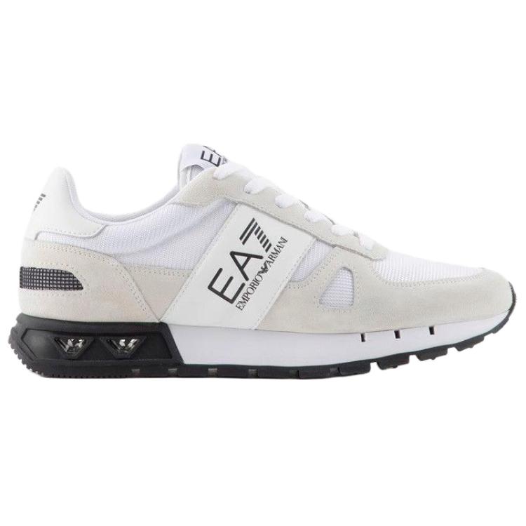 Emporio Armani EA7 Leather Round Toe Lace-Up Logo Low-Top Lifestyle Sneakers Men sneakers White X8X151XK354S271