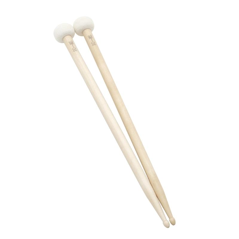 1 Pair Double-end Drum Sticks Soft Felt Mallet Head Drumsticks Marchings Snare Drum Sticks for Percussion Instrument
