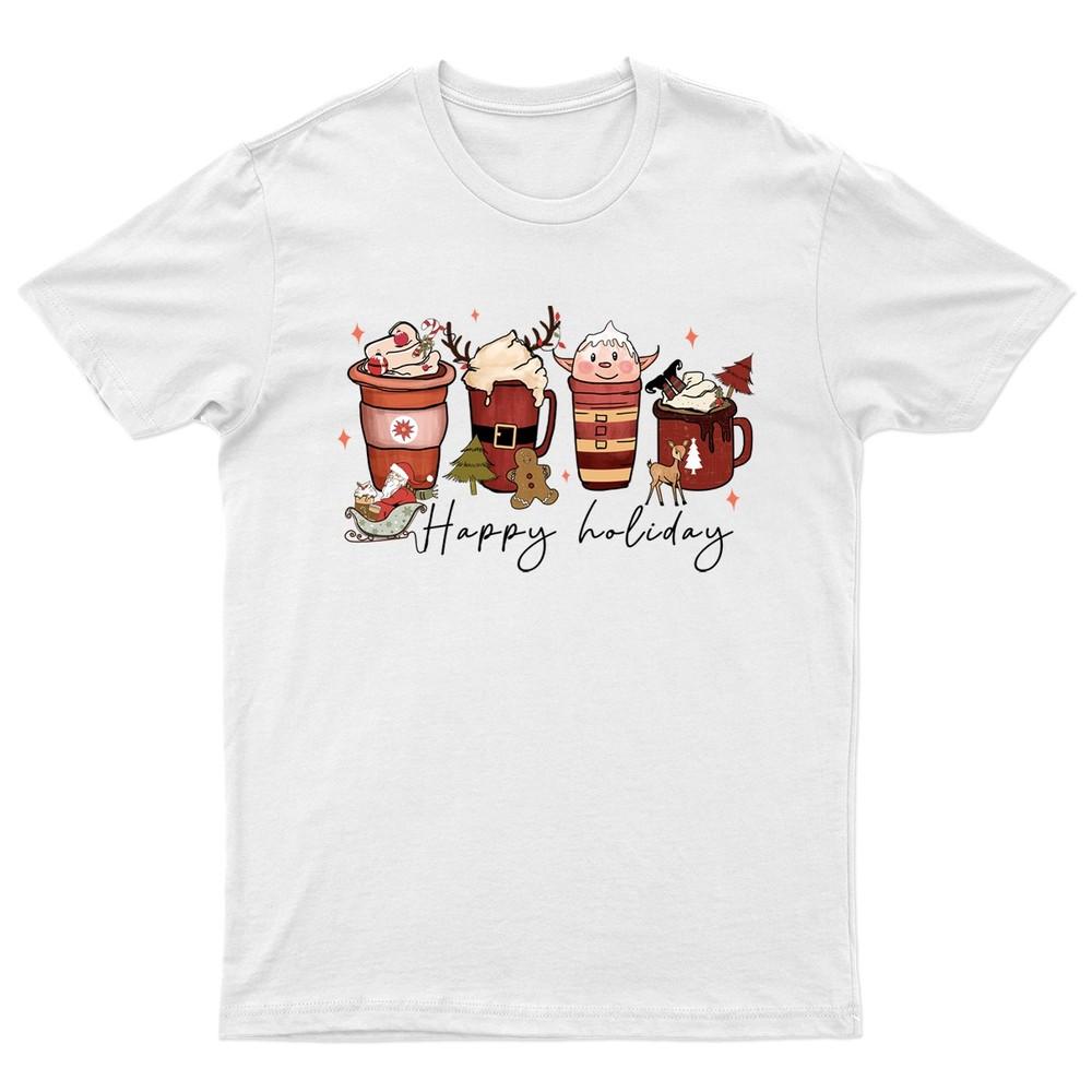 Happy Holiday Christmas Coffee TShirt Unisex Gift Retro Seasonal Funny Xmas