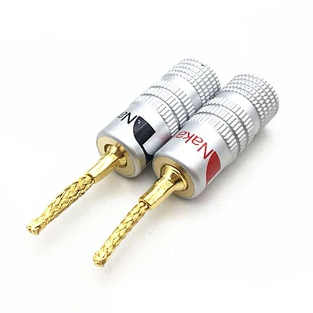24K Musical Sound Banana Plug Pin Screw Type for Speaker Wire Speaker Wire Cable Connectors Gold Plated with Screw Lock