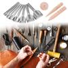 12Pcs Half-Round Cutter Punching Tool Leather Edging Burnisher Leather Edging Slicker Tool for Leather Belt Wallet Bag
