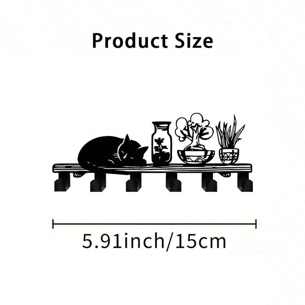 

Metal Cat Key Hook Wall Mounted Shelf Durable Home Office Decor Storage Organizer Gift for Pet Lovers TY-101088