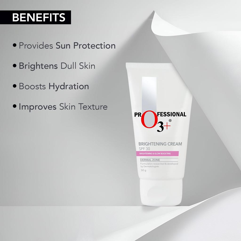 O3+ Whitening Face Cream SPF 30 Sunscreen 50g Pack for Skin Brightening UVA UVB Sun Tan Protection