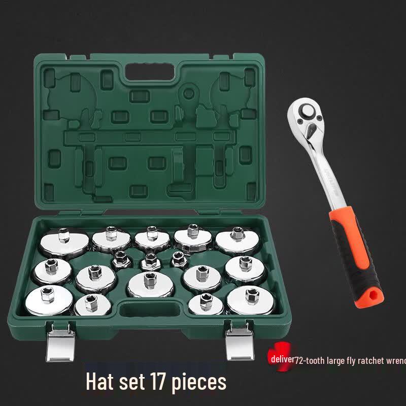 Liguos 18-Piece 72-Tooth Ratchet Wrench & Oil Filter Tool Set