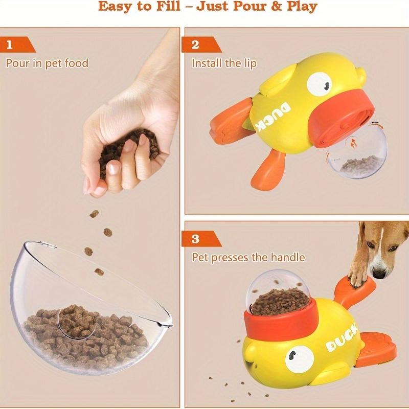 1 interactive press-on dog snack dispenser toy, slow food puzzle feeder, duck shape