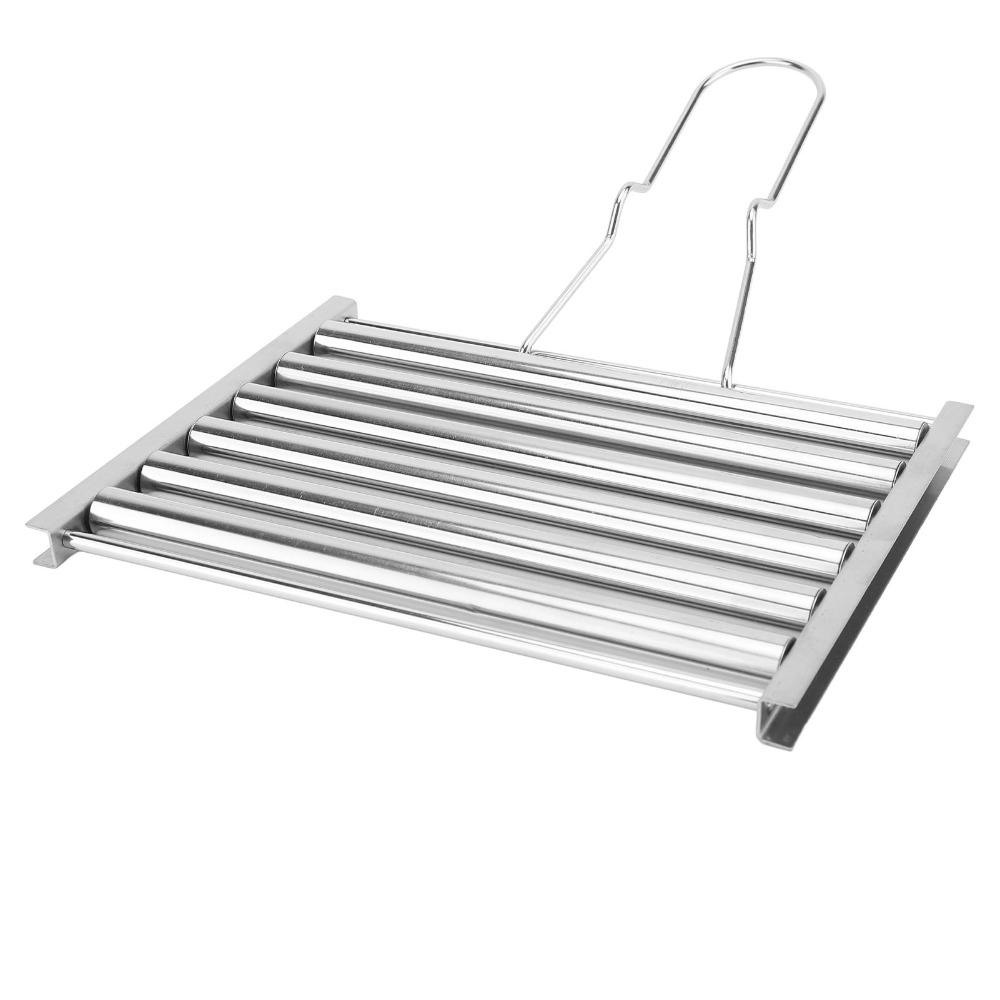 Stainless Steel Sausage Roller Rack Silver BBQ Grill Rack Durable Hot Dog Roller Camping Grill