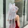 Soft Mesh Bridal Wedding Veil Hair Clip Short Tulle Veil Butterfly Mesh Headpiece  Civil Wedding