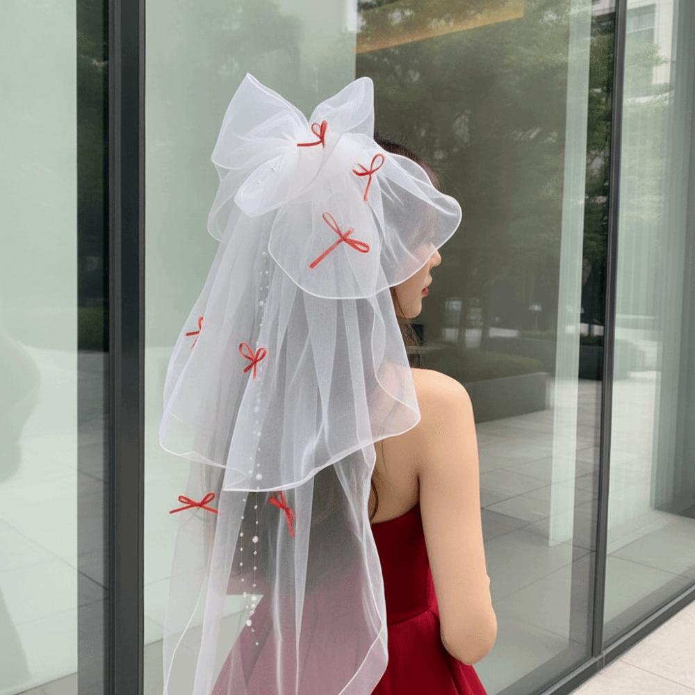 Soft Mesh Bridal Wedding Veil Hair Clip Short Tulle Veil Butterfly Mesh Headpiece  Civil Wedding
