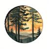 Sunset Mountain Range, Polyester Fiber Material, Windproof, Dustproof, UV Protection, Fashionable Tire And Spare Wheel Covers, M