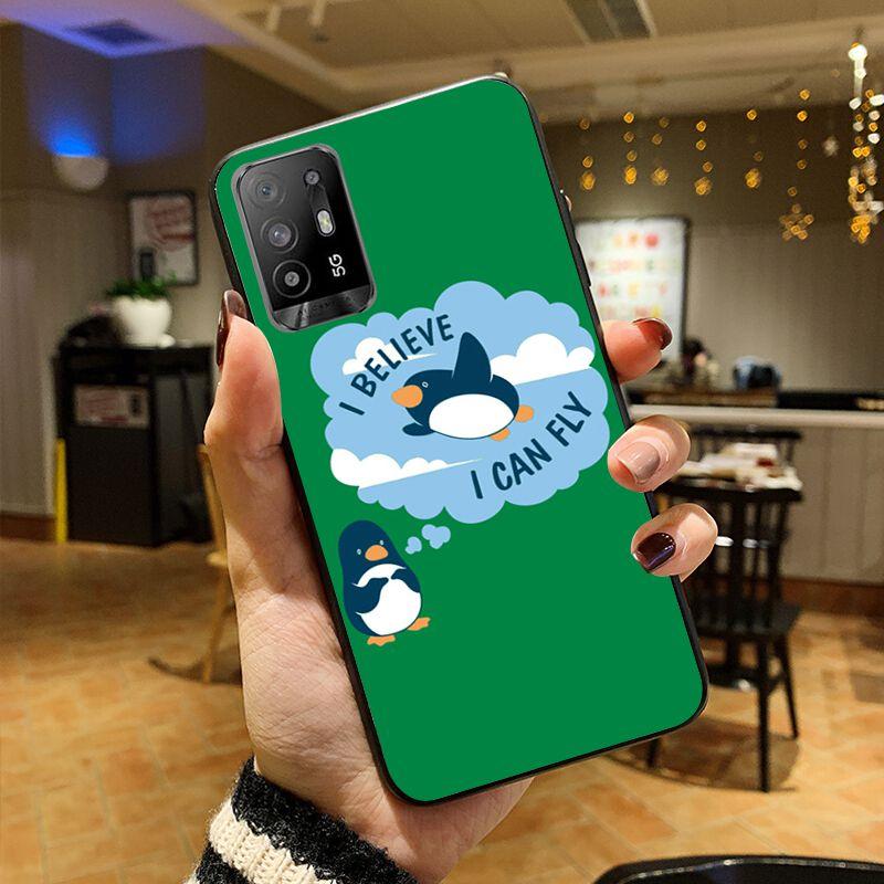 Cartoon Lovely Baby Penguin Phone Cover For OPPO A74 A94 5G A3S A5S A9 A12 A15 A15S A52 A53 A53S A72 A73 2020 A91 5G Cases Coque
