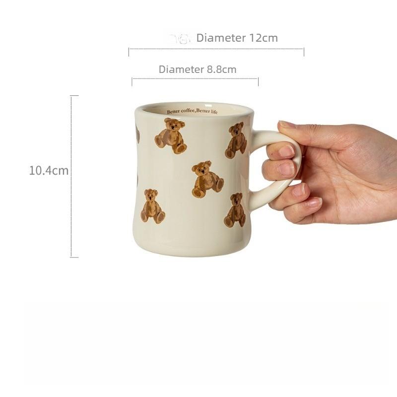 1PC Cartoon Cute Bear Cup Creative Ceramic Mug Household Tea Cup Coffee Breakfast Cup Household Goods