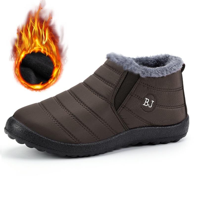 Baumwollstiefel in Übergröße für Männer und Frauen im gleichen Stil, einteilige dicke Schneestiefel mit Samt für mittelalte und ältere Menschen, warme Halbschuhe