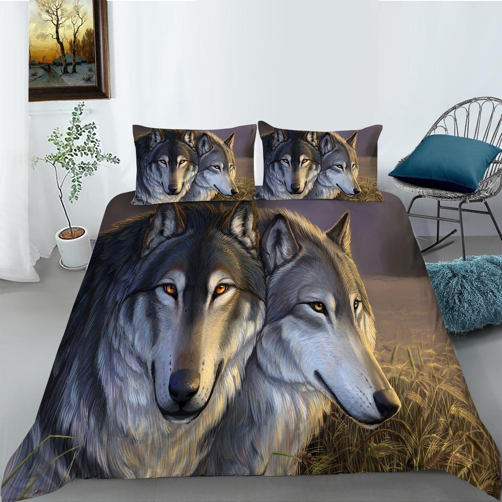 Shopify Can Wolf Series Bedding Two Or Three Pieces Polyester 3D Digital Printing