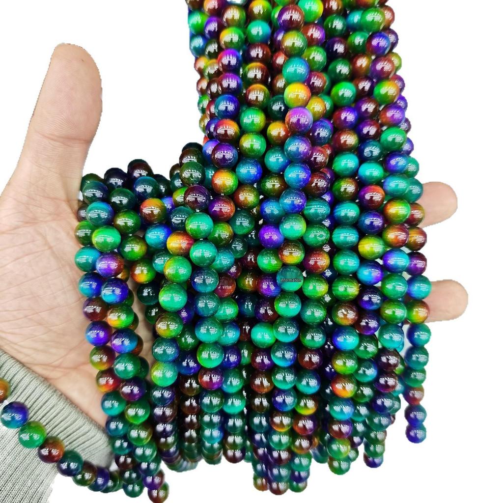 10mm Cat's Eye Stone Beads: Single, Double, Triple Color Options for DIY Jewelry Accessories.