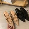 Fashion Summer Pointed Toe Bow Women Increased Height Slippers Flats Sandals Casual Sexy Slingback Party Slides Shoes Woman